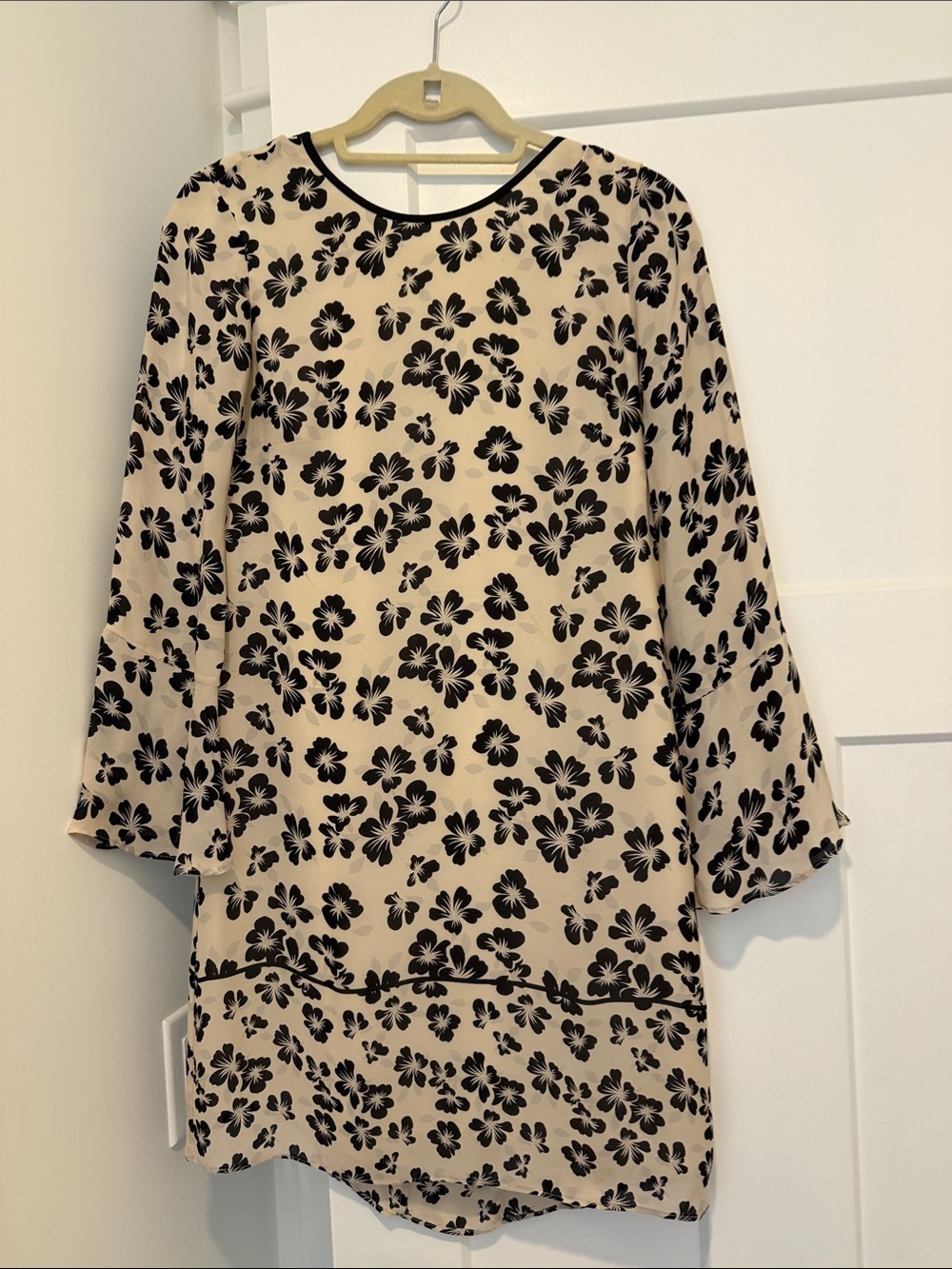 Shoshanna Cream Dress with Black Floral Print